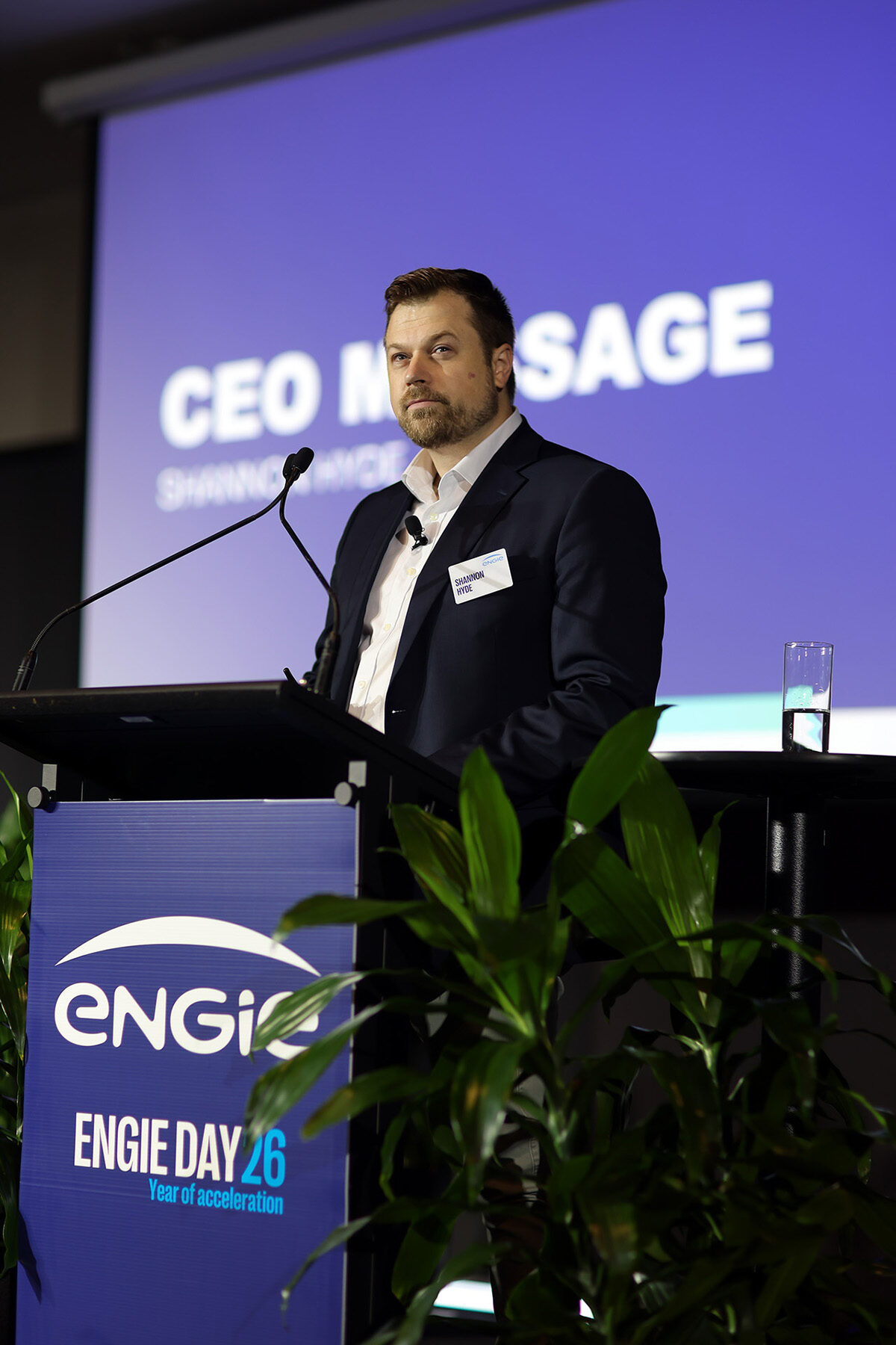 ENGIE conference speaker photographed on stage