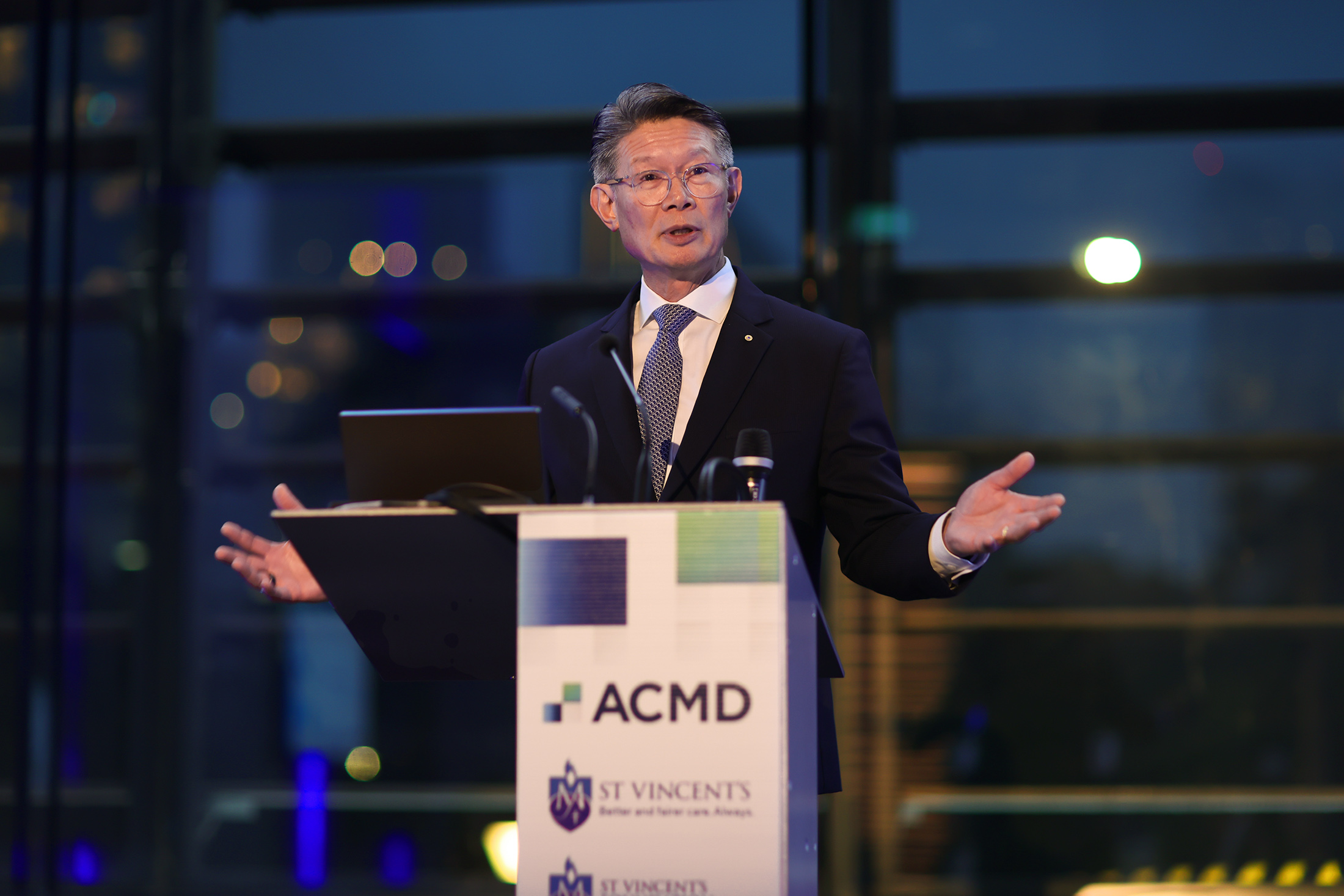 ACMD keynote speaker photographed at a Melbourne evening conference