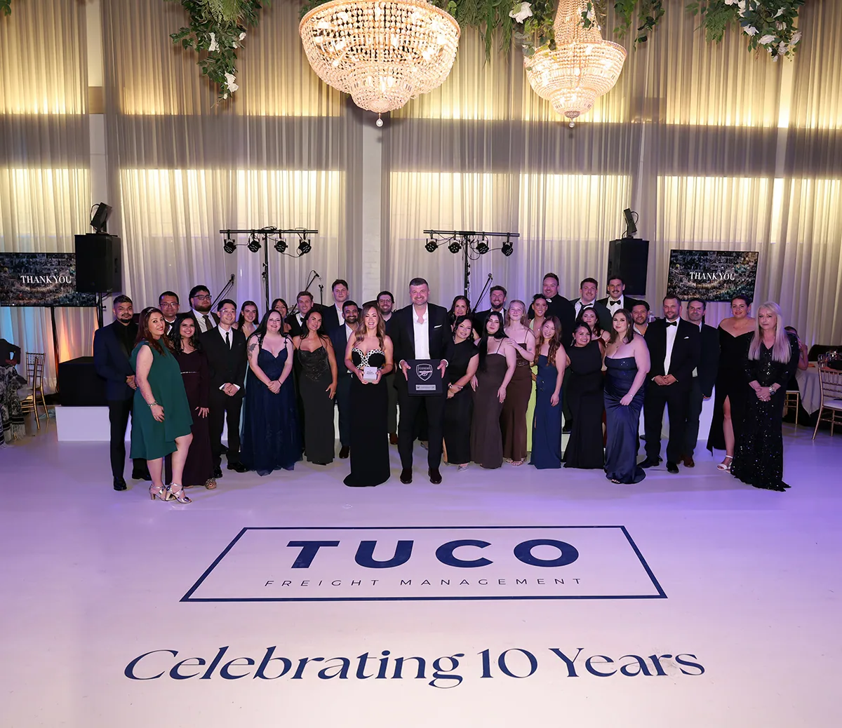 Awards night winners and team photographed at a Melbourne gala celebration