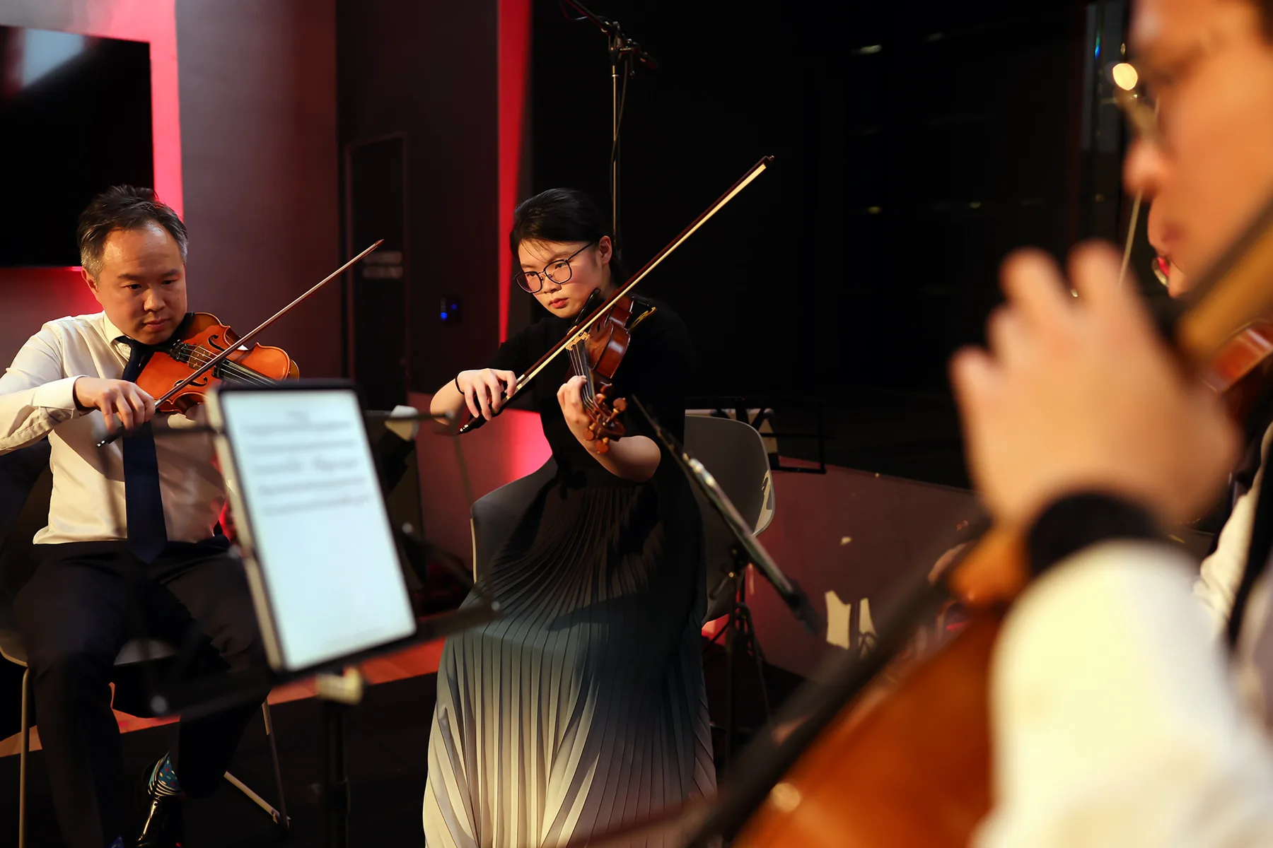 String musicians performing at a Melbourne corporate event