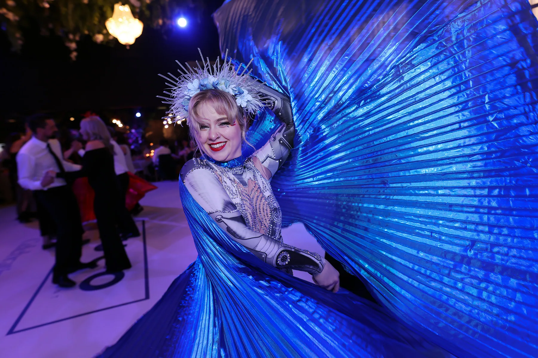 Illuminated performer entertaining guests at a Melbourne gala dinner